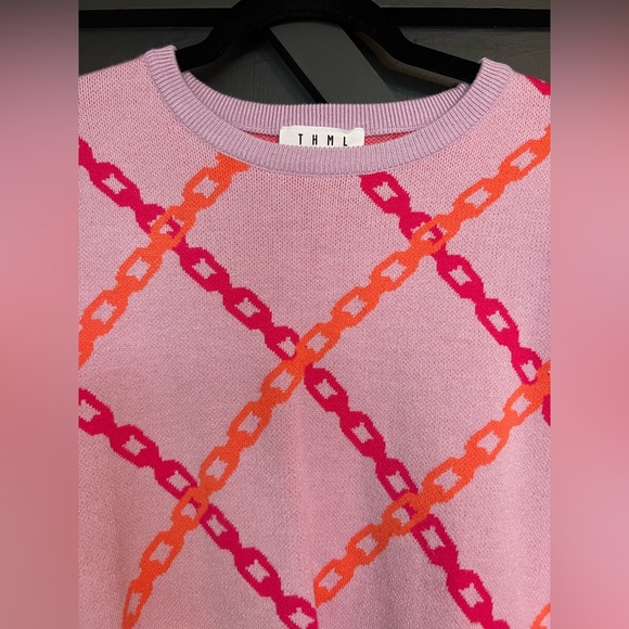 THML Lilac Chain Pattern Knit Sweater, Size Medium - Picture 5 of 9